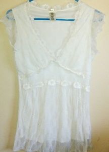 White top with sheer lace